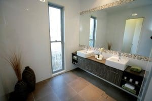 custom home builders Orange Display home Woodsong bathroom