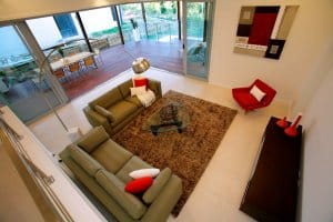 custom home builders Orange display home Living deck