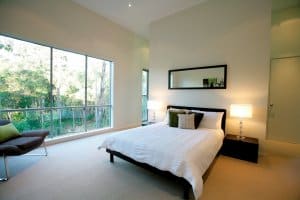 custom home builders Orange Display home Woodsong master bedroom